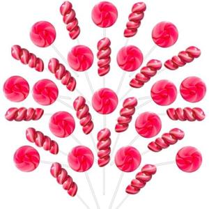 32 Pack Strawberry Pink Twisty & Swirl Lollipops Candy Bulk (16 + 16 Mixed), No artificial dyes, Candy Swirl Lollipops Individually Wrapped Suckers, Valentine’s Day Party Candies