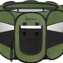 Dog Cat Playpen Indoor Outdoor for Puppy Pet Recovery After Surgery, Dog Tent Crates Cage Indoor/Outdoor, Portable Pop Up Dog Kennel with Carrying Case for Travel (Premium Green, Large)