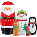 Gejoy Nesting Dolls Russian Matryoshka Wooden Handmade Nutcracker Nesting Dolls Collectible Gifts Toy Set for Winter Christmas Holiday Present Adults Home Decor(Classic Elements)