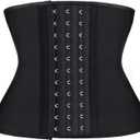 Atbuty Short Torso Waist Trainers Cincher Corset Underbust Body Shaper Latex Sport Girdle (2X-Small, Black (9'' Short Torso, 9 Steel Bones))
