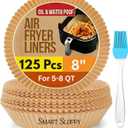Air Fryer Liners Disposable Parchment Paper Liner Airfryer Basket inserts Filter Sheets (125, 8" Round)