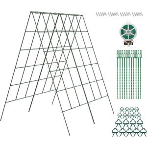 Amoskey Cucumber Trellis, Garden Trellis for Climbing Plants Outdoor, Foldable A-Frame Trellis, Cucumber Trellis for Raised Bed for Cucumbers, Peas, or Tomatoes (Green, Bold Large Grid 46''H*36'W)
