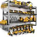 MOOMSINE Large Power Tool Organizer Wall Mount, 4-Tier Heavy Duty Metal Storage Rack Loads 400lbs, Battery Tools Hanger with 8 Cordless Drill Holder for Garage, Workshop, Pegboard, Shed, 32 Inch（4 Tier Extra Tall）
