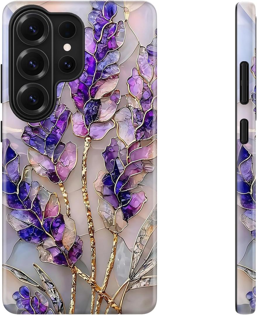 DEENAKIN for Samsung Galaxy S26 Ultra Case Cute,Aesthetic Vintage Purple Lavender Girly Shell,Compatible with Magsafe,Trendy Unique Cool Retro Protective Slim Silicone Phone Cover for Women Girls