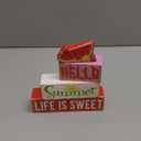 4 Pcs Summer Wooden Tiered Tray Decor Farmhouse Rustic Table Decor Books Stack Block Signs for Table & Home Office Decorations(Watermelon Style)