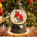 Christmas Cardinal Snow Globe 10.4In High, Cardinal Musical Snow Lantern Globe Lights with 6 Hour Timer and Batteries Powered,Retro Style Holiday Glitter Globe for Xmas Home Decoration and Santa Gifts