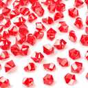 DomeStar Red Fake Ice Rocks, 150PCS Acrylic Gems Crystals Plastic Diamonds Centerpiece for Vase Fillers Wedding Party Table Scatter Decorations