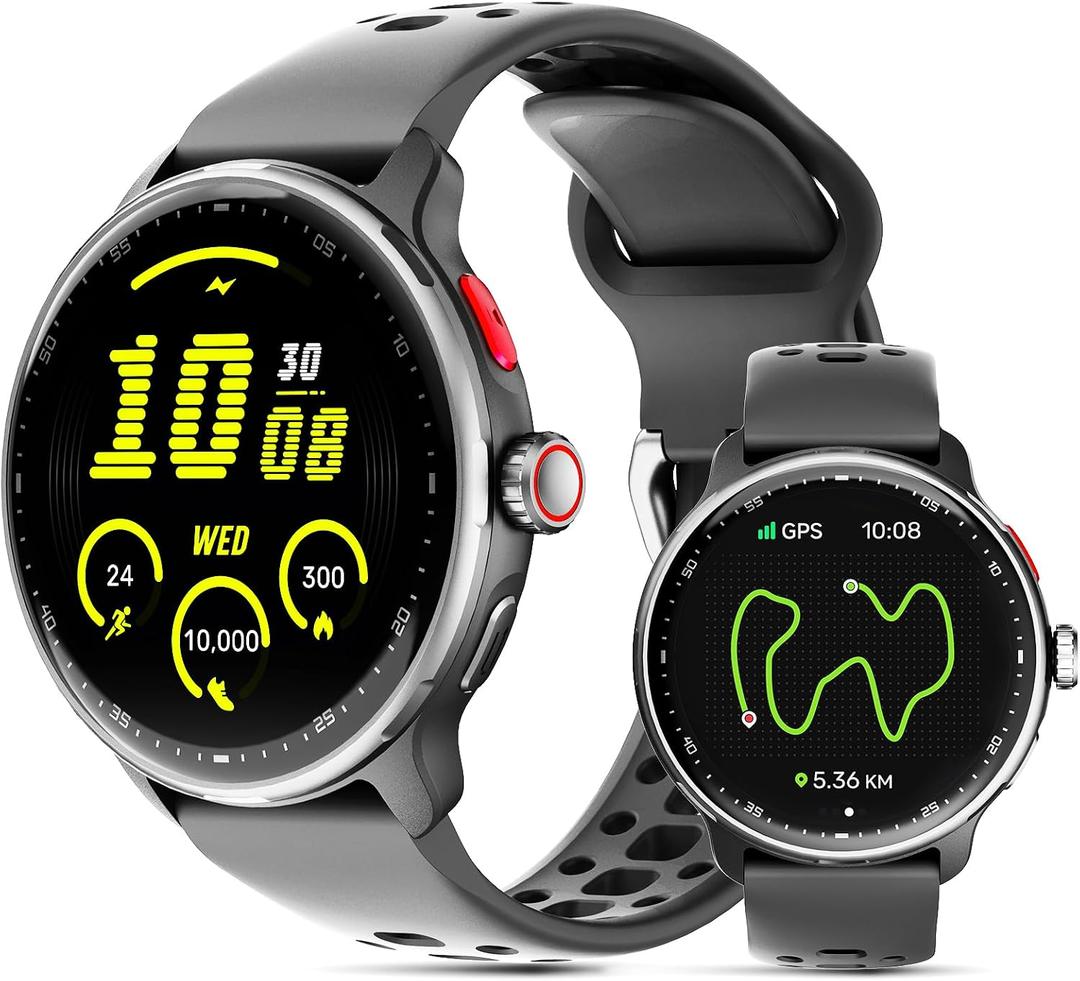 Smart Watch Built-in GPS, Pressure, Altitude, Compass, Smartwatch for Men Fitness Tracker with 1.43" AMOLED Screen Bluetooth Call Fitness Watch 100+ Modes Sports Watch Water Resistant for Android iOS