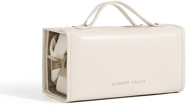 YDR 4-in-1 Travel Makeup Bag with Detachable Pouches, Hanging Toiletry Organizer, Large Capacity Waterproof PU Cosmetic Bag for Women (4 separate-White)