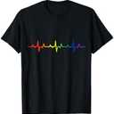 Gay Heartbeat Pride Rainbow Flag LGBTQ Cool LGBT Ally Gift T-Shirt Size Large