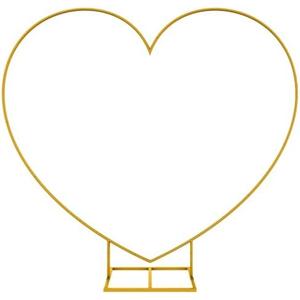 LANGXUN Large Size Metal Balloon Arch Kit, Wedding Heart Arch Stand, Love Balloon Column Arch Frame for Wedding, Bridal, Valentine's Day, Engagement and Birthday Party Supplies (Gold)