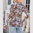 Lace Long Sleeve Floral Mesh Top Mockneck Going Out Tops for Women Trendy Undershirt Fashion Outfits (L)