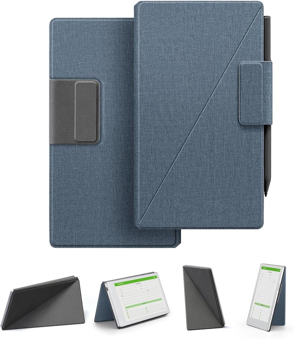Ayotu Case for Remarkable Paper Pro Move 7.3" with Multi-Angle Stand, 1:1 Fit Smart Folio Cover with Auto Wake/Sleep | Textured Imitation Fabric Cover | Microfiber Lining | Strong(W-Dusty Blue)