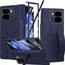 for Google Pixel 10 Pro Fold Case with S Pen Holder & Stylus, Hand Strap Phone Case with Kickstand, Hinge Protection, Screen Protector, Wrist Strap Cover for Google Pixel 10 Pro Fold Blue