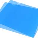 PATIKIL L Type Folders 12 Pack A4 Plastic File Project Pockets Clear Paper Document Jacket Sleeve for Office, Blue