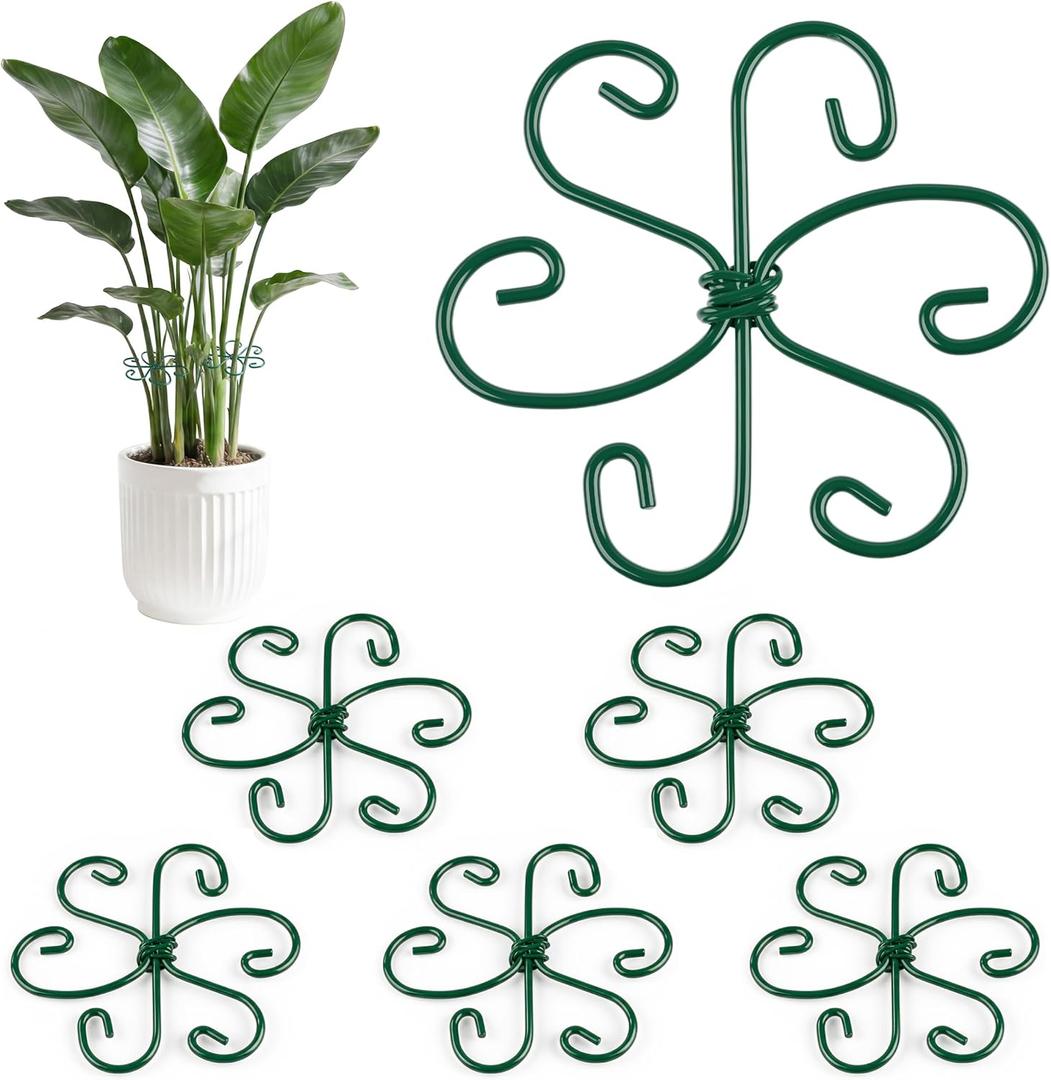 RELBRO Monstera Plant Supports, 4.3 Inch Metal Stem Support Holders Plant Stabilizer for Indoor Outdoor Potted Plants Growing Upright, Green, 6 Pcs