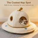 Cat Bed for Indoor Cats - 2 in 1 Large Cat Bed Cave Hideaway with Removable Washable Cushioned Pillow, UFO Cozy Pet Bed for Cats, Kittens & Multi-Cat Families (Up to 25 Lbs)