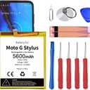 5600mAh Moto KX50 Replacement Battery Compatible for Motorola Moto G Stylus 6.4" (XT2043 / 2020) / G Stylus 6.8" (XT2115 / 2021) (KX50) with Repair Replacement Tool Kit