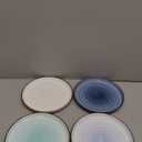 Sweese Porcelain Dessert Plates 7.4 Inch - Round Salad/Appetizer Plate Set, Microwave Dishwasher Safe, Set of 6, Cool Assorted Colors (Blue Series)