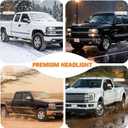 Headlight Assembly, Compatible with 1999-2002 Chevy Silverado 1500 2500/2001-2002 Silverado 1500HD 2500HD 3500HD Black Housing Amber Reflector