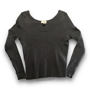 Universal Thread Women's Ribbed Long Sleeve Scoop Neck T-Shirt XS, Coffee