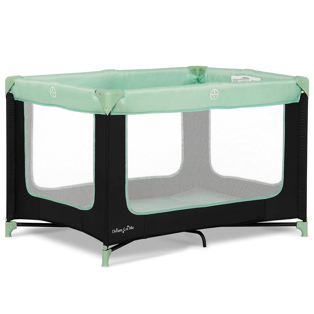 Dream On Me Zodiak Baby Playard, Breathable Mesh Sides, Soft Comfortable Mattress, Quick & Easy to Fold with Travel Carry Bag, Compact Space Saving Design - Mint