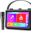 Karaoke Machine for Adults, Built-in 10.1" HD Lyrics Screen, Supports WiFi Bluetooth HDMI USB and TF, Portable Karaoke Player with 2 Wireless Microphones for Home Party Family Gathering (Black)