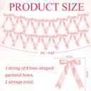 2 Strings of 16PCS Pink Bow Garlands Banner Decoration,Pre-Strung Bow Themed Party Decorations for Birthday,Bachelorette Party,Bridal Shower, Wedding,Engagement,Baby Shower, Graduation Deco