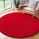 Amearea Red Round Area Rugs 5ft Washable Circle Rugs for Bedroom Living Room, Fluffy Indoor Thickened Memory Foam Rug, Non Slip Minimalist Circular Carpet for Kids Boys Girls Dorm Nursery Room Decor