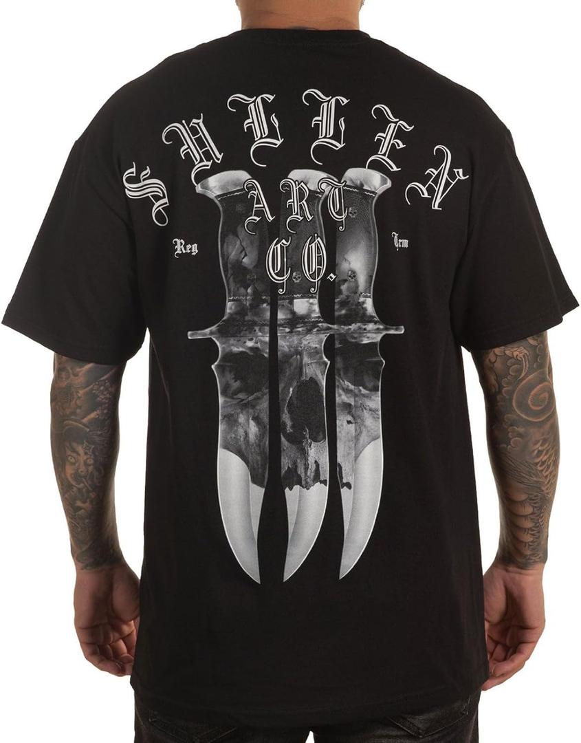 Sullen 3 Blades Short Sleeve Standard Fit Graphic Tattoo Skull T-Shirt for Men (4X-Large, Black)