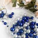 200Pcs Navy Blue&White Vase Filler Pearl Beads for Centerpieces Vases, No Hole Faux Polish Pearls for Floating Candle Home Birthday Wedding Party Table Decor8/14/20mm