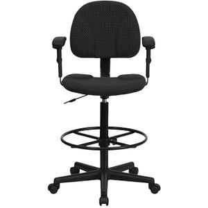 Flash Furniture Fabric Adjustable Drafting Chair, Black, Set of 1