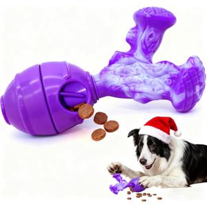 Interactive Dog Toys to Keep Them Busy, 3 in 1 Dog Puzzles for Smart Dogs, Treat Dispensing Toy for Large Dogs, Tough Chew Toys for Aggressive Chewers, Medium & Large Breeds, Bacon Flavor (Purple)