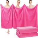 Mixweer 2 Pcs Oversized Bath Towels, 40 x 80 Inch Giant Microfiber Jumbo Bath Sheets Ultra Soft Bathroom Microfiber Quick Dry Absorbent Shower Towels for Spa Camping Beach (Hot Pink)