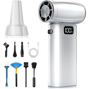 Super Power Compressed Air Duster with LED Display, Cordless Cordless Air Duster Rechargeable, 5 Speeds Mini Leaf Blower, Dust Blower Cleaning Kit for Computer, Keyboard, Outdoor and Car