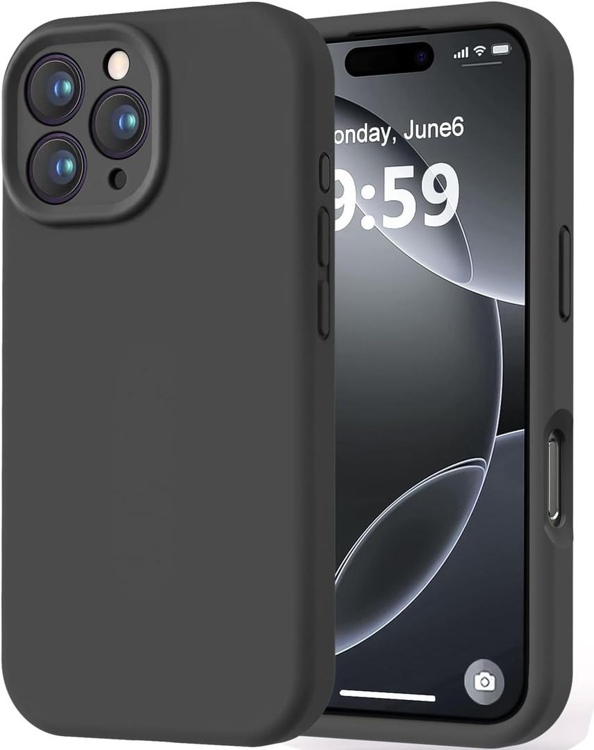 LOVE 3000 Designed for iPhone 16 Pro Case, Premium Silicone with [Soft Anti-Scratch Microfiber Lining] Shockproof Protective Phone Case for Men Women Girls 6.3", Black