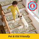 JSEI Stair Treads for Wooden Steps with 3D Leaf Pattern, 14 Pack 9" X 28" Carpet Stair Treads Non-Slip Indoor with TPE Backing, Machine Washable Stair Runners for Kids Elders and Pets, Beige