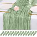 14 Pack Sage Green Cheesecloth Table Runner 17x108 Inch Semi Sheer Boho Gauze Cheese Cloth Fabric Table Runners, for Wedding Party Baby Shower Birthday Home Decor Garden Farmhouse