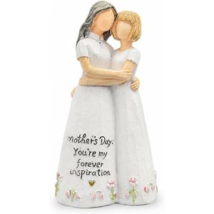 Gifts for Mom from Daughter, Hand-Painted Mother Daughter Figurine Resin Statue, Sentimental Mom Keepsake Decor, Birthday Gifts for Mother, Forever in My Heart Sculpture