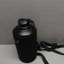 Coolflask Gallon Water Bottle Insulated with Straw&3 Lids, 128 oz Water Jug Large Stainless Steel Metal Vacuum Wide Mouth for Sports, Gym or Office, Non-BPA Keep Cold 48H Hot 24H, Magic Black