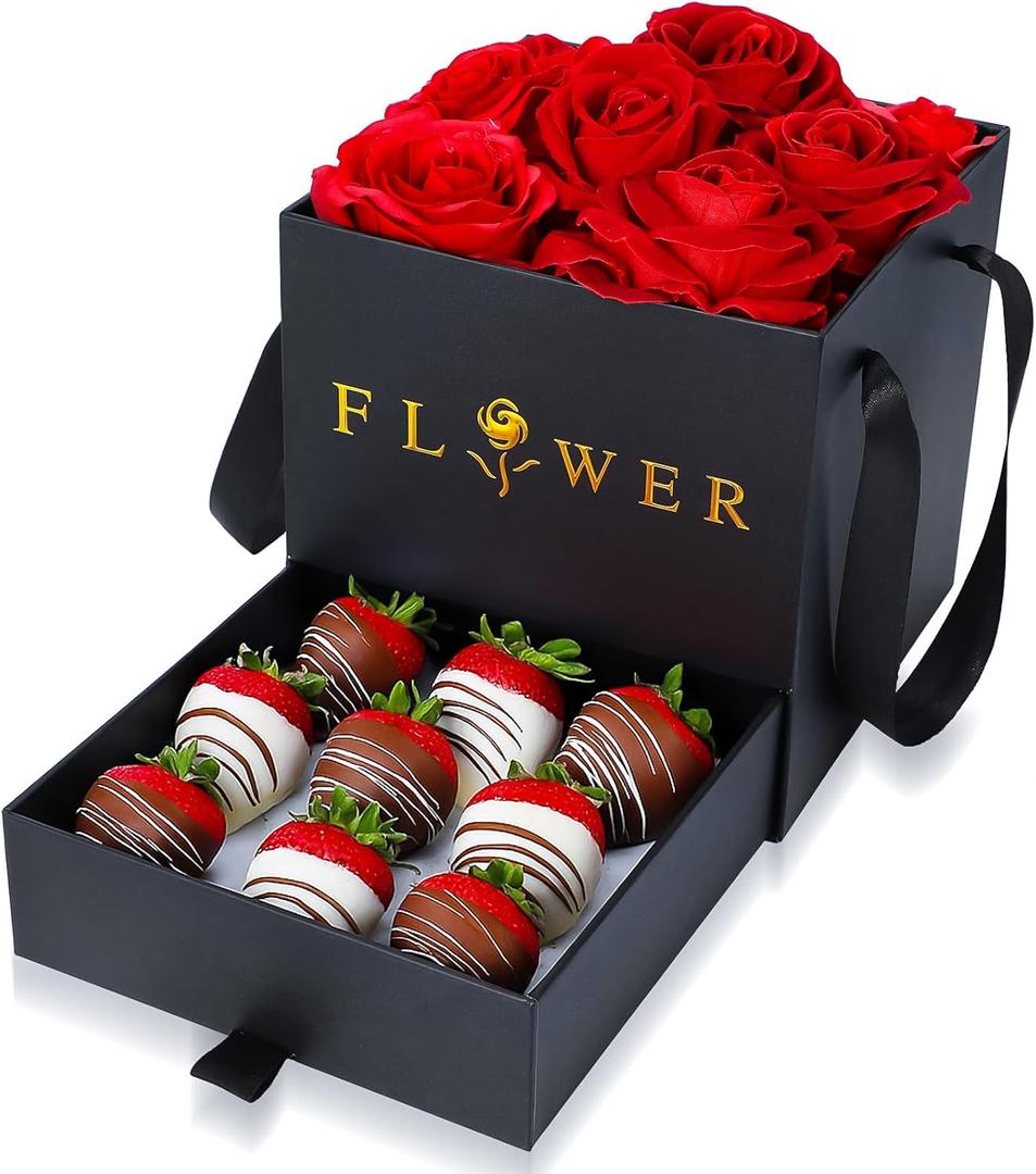 Roowest 1 Pack Valentine's Day Heart Boxes for Flowers Square Surprise Flower Box, Double Layer Rose Heart Gift Box for Wedding Birthday Bridesmaid Arrangements