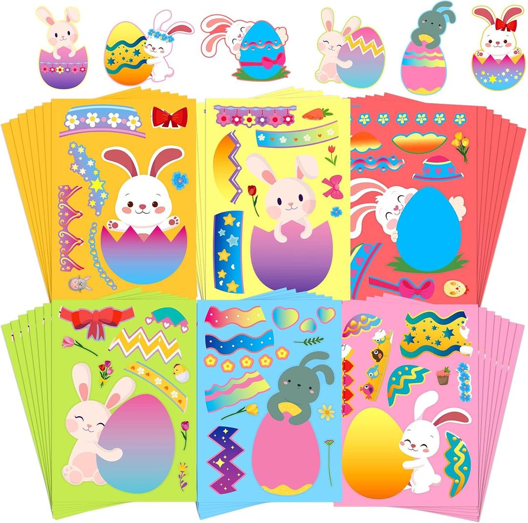 2 x Easter Stickers DIY Easter Stickers for Eggs Bunny Stickers for Easter Egg Decorating Stickers Game Toys Gift Party Favor Supplies(24 Sheets)
