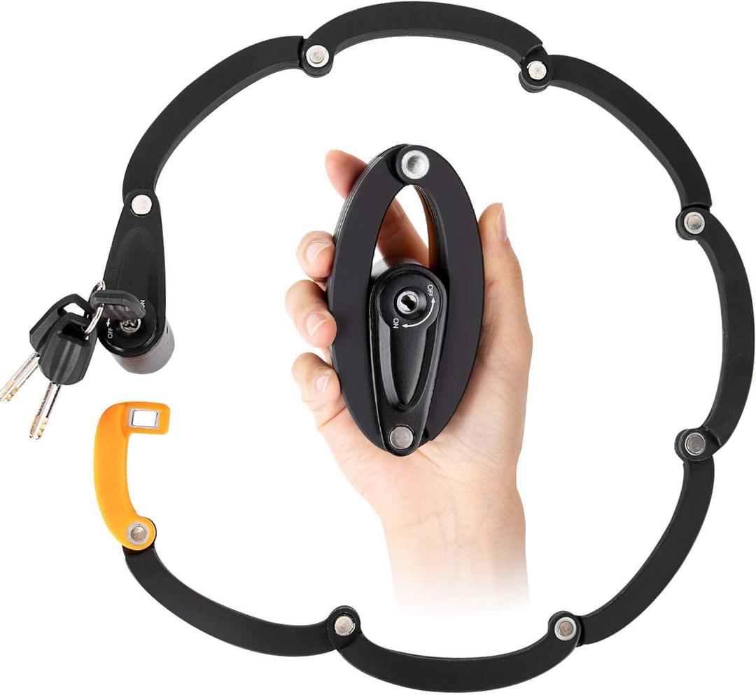 WOTOW Folding Bike Lock, Heavy Duty Steel Foldable Bike Chain Lock with Mounting Bracket, 35 Unfolding Anti Theft Bicycle Lock with 3 Key for Mountain Road City Bikes Scooter Motorcycle