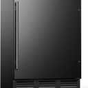 24 Inch Beverage Refrigerator, 180 Can Under Counter Fridge, Stainless Steel Beer Fridge for Built-in & Freestanding, Outdoor Refrigerator for Soda, Beer, Wine (Black)