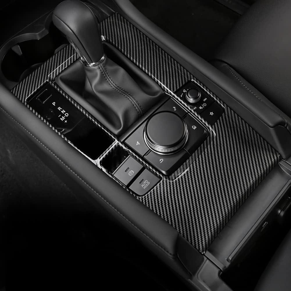 Interior Center Console Frame Cover Gear Shift Panel Automatic Transmission Box Trim for Mazda 3 Sedan Hatchback Accessories 2020 2021 2022 2023 2024 2025 (Not for CX-30 CX-50) (Carbon Fiber Style)