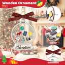 3 x 2025 Travel Christmas Ornaments Gifts, Christmas Tree Decoration Wooden Ornament, Christmas Decorative Hanging Sign for Men Women Mom Dad Friends (Adventure)