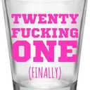 21st Birthday Shot Glass/Cup-Novelty Gifts for 21st Birthday-Finally 21 Shot Glass/Cup-1.75oz (clear-pink)