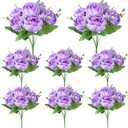 8 Pack Purple Peonies Artificial Flowers, Fake Silk Hydrangea Bouquet for Bridal Wedding Home Table Decor Reusable Dining Opening Ceremony Birthday Arrangement Faux Floral