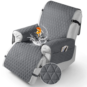 TAOCOCO 100% Waterproof Recliner Cover - Recliner Cover with Non-Slip Granule, Recliner Chair Covers with Elastic Band, Recliner Chair Covers for Reclining Chair(Dark Grey, Oversized-30'')