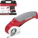 Cordless Rotary Cutter, Electric Cardboard Cutter, Handheld Leather Vinyl Plastic Fabric Cutter, Power Carpet Cutter Tool with Stainless Steel Blade, Safety Locking Button, Carry Case